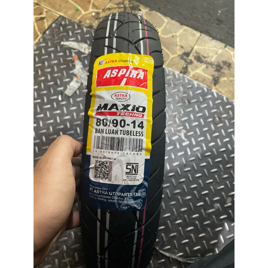 Ban Aspira Tubeless 80/90-14 Maxio cocok untuk ban depan motor beat vario spacy dll.