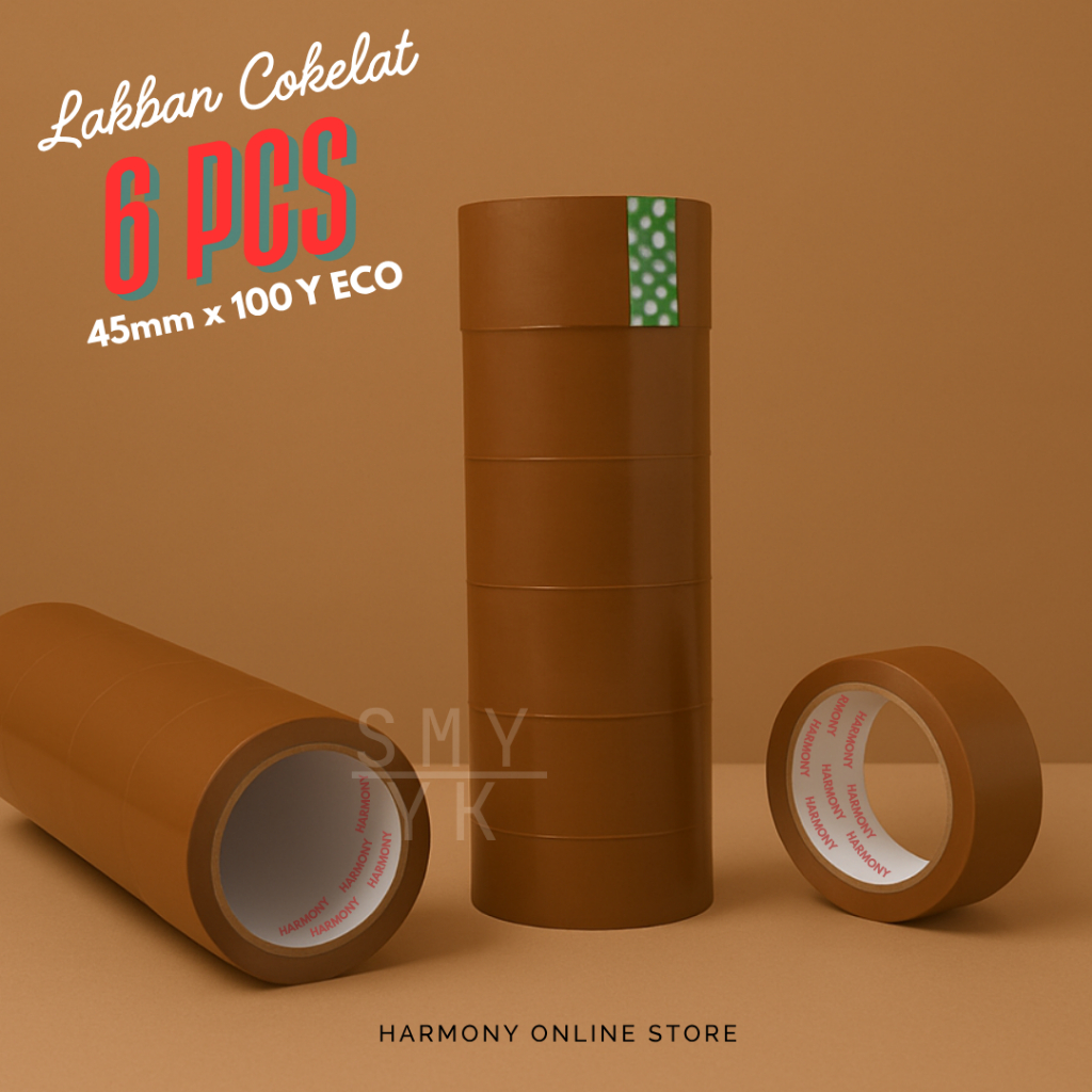 

6 PCS Lakban Cokelat 100 Yard Eco - Lakban Coklat 1 Slop Isi 6 Roll - Lakban Packing Paket Murah - Lakban Tan Termurah Isi 6 PCS