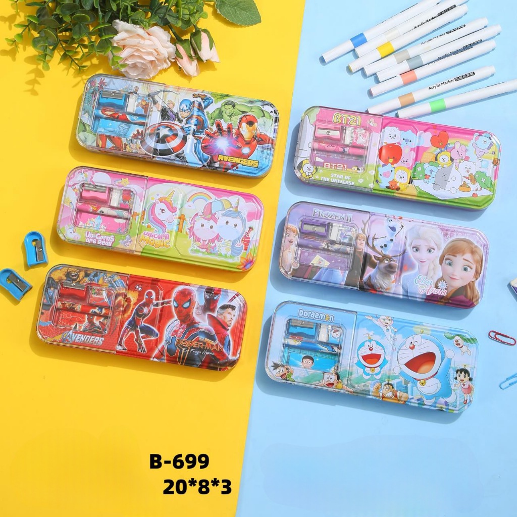 

MJ Kotak Pensil Kaleng Set 2 susun 8x20 tipe A/ Tempat Pensil / Pencil Case/Tepak