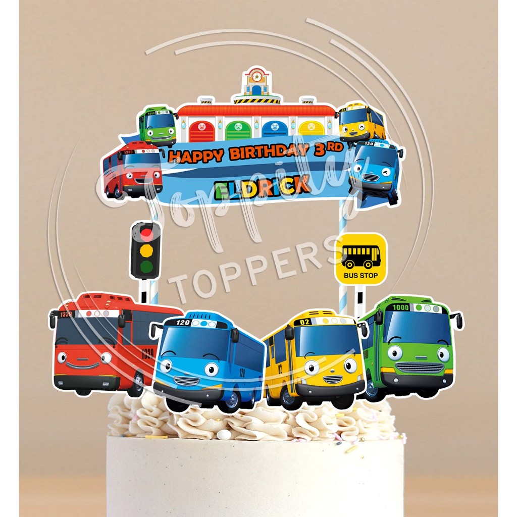 Topper cake kue ulang tahun birthday Tayo bus