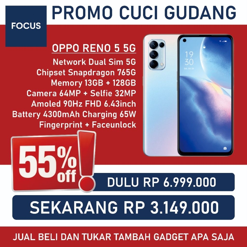 HP OPPO RENO 5 5G 8/128 8GB 128GB ORIGINAL GARANSI RESMI