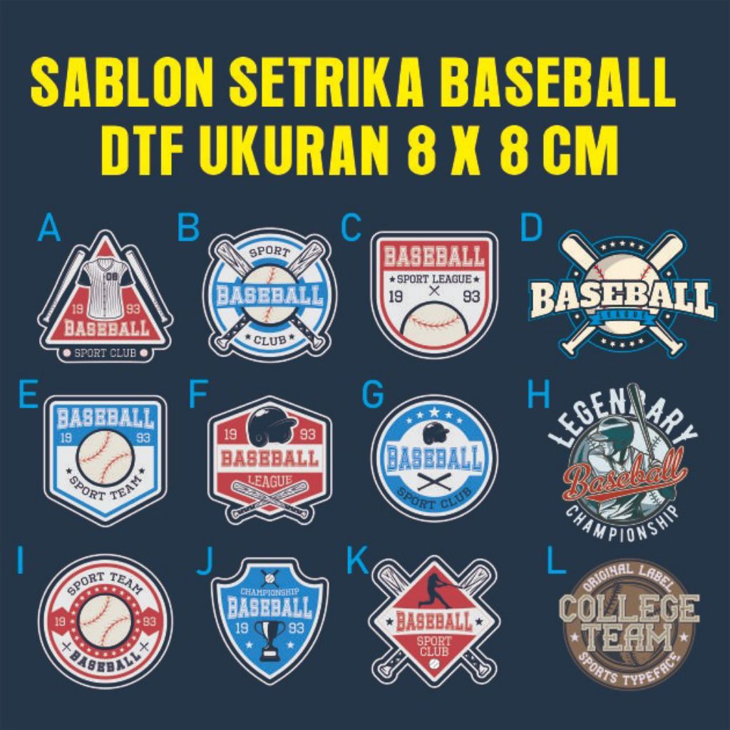 

Stiker Sablon Setrika Tema Baseball Sport Olah Raga Ukuran 8 Cm