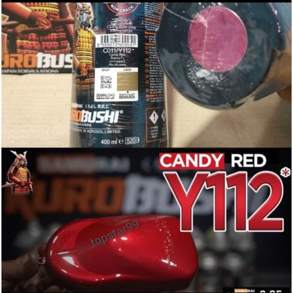 Pilok Pilox Cat Samurai Candy Red Y112 Candy Merah 400ml Cat Semprot Samurai Paint Kurobushi Aerosol