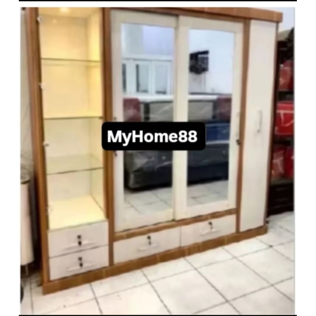 Lemari pakaian kayu hpl 4pintu (warna bisa request)