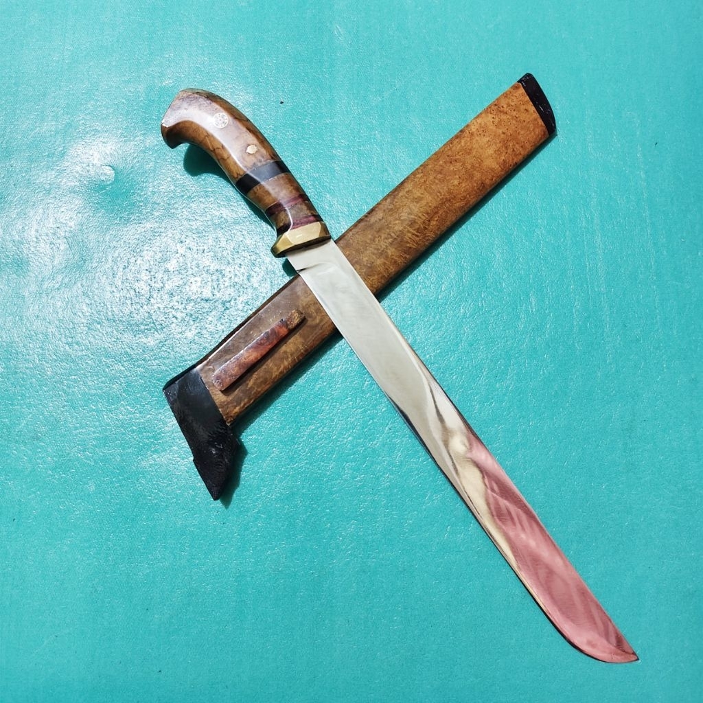 Golok Sembelih Bandung Buat Qurban AH Blade Burl Jati Baja Modern