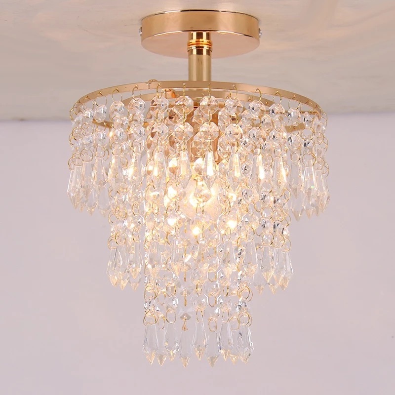 Lampu Plafon Kristal Minimalis Gold 20CM Lampu Gantung Plafon Lampu Hias Lampu Kamar Aesthetic / Lam