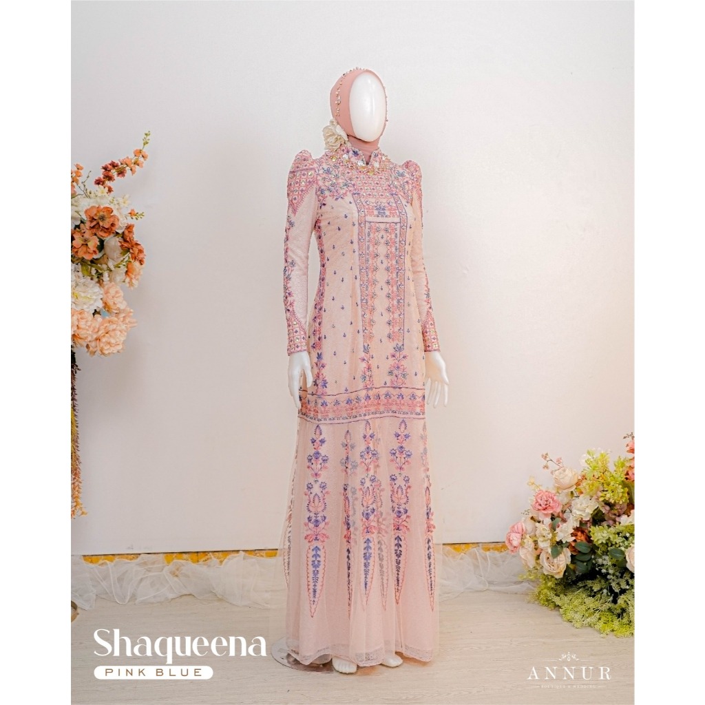 Annur Label pre order Shaqueena Dress Motif Etnik Payet Premium – Wisuda, Lamaran & Bridesmaid