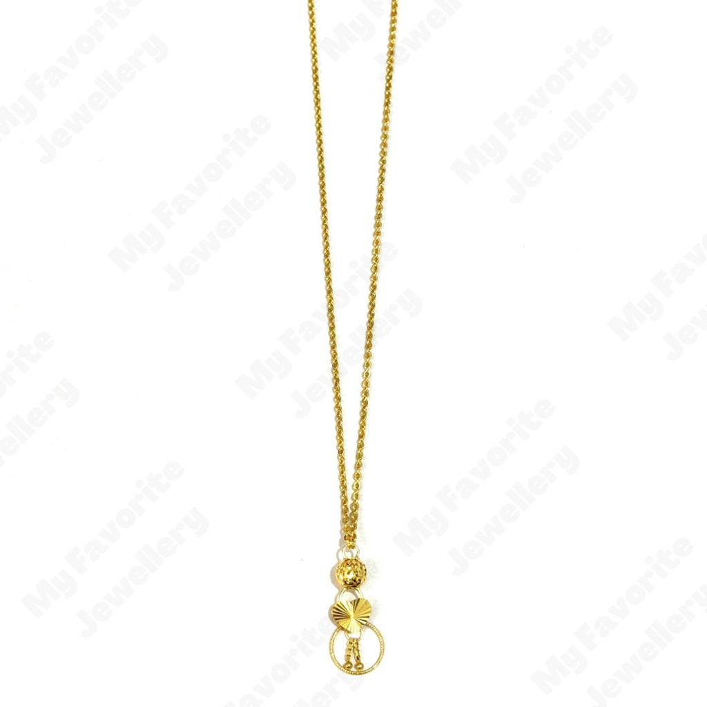 Kalung Bola Ring Gantung Emas Asli Kadar 700 16K