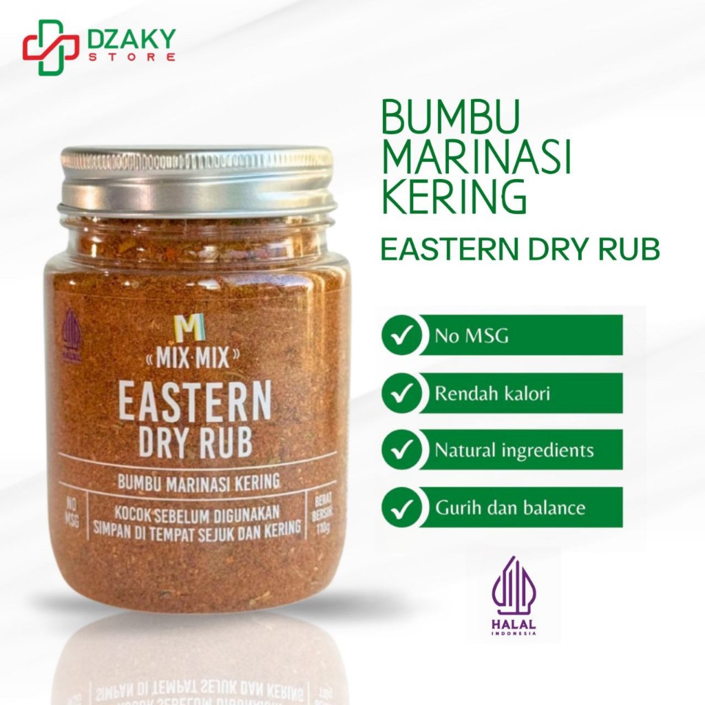 

Mixmix Eastern Dry Rub Bumbu Marinasi Serbaguna No MSG Rendah Lemak Rendah Kalori 110 Gram
