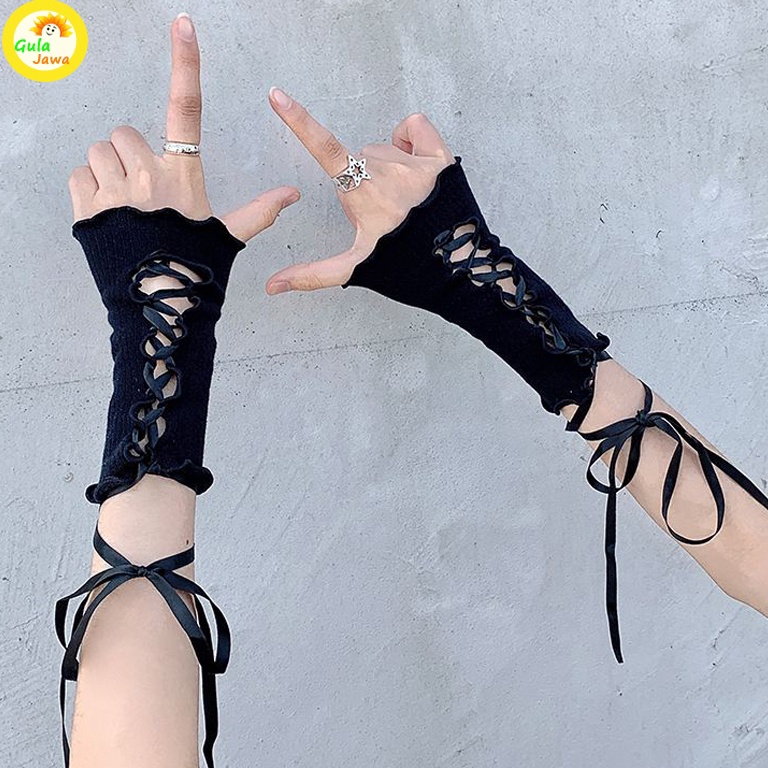 KODE F77A Sarung Tangan Rajut Jaring Wanita Sarung Tangan Hangat Sarung Tangan Tanpa Jari Sarung Tan