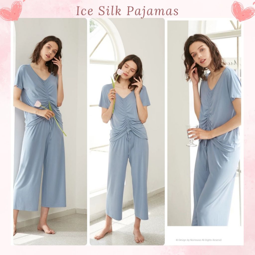 SHANUM - Piyama Wanita Import CP Lengan Pendek Celana Panjang Korean Style