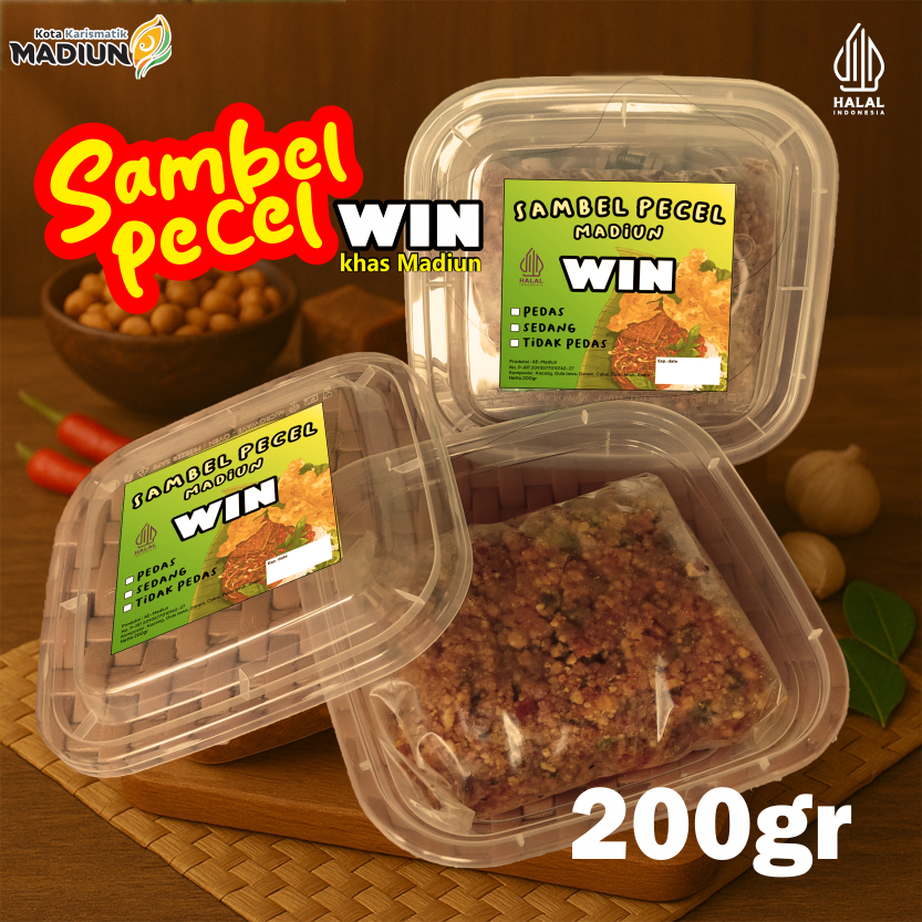 

Sambel Pecel Asli Madiun WIN 200gr-Sambal Pedas Manis Gurih-Bumbu Gado-Gado,Sate-HALAL-No Pengawet