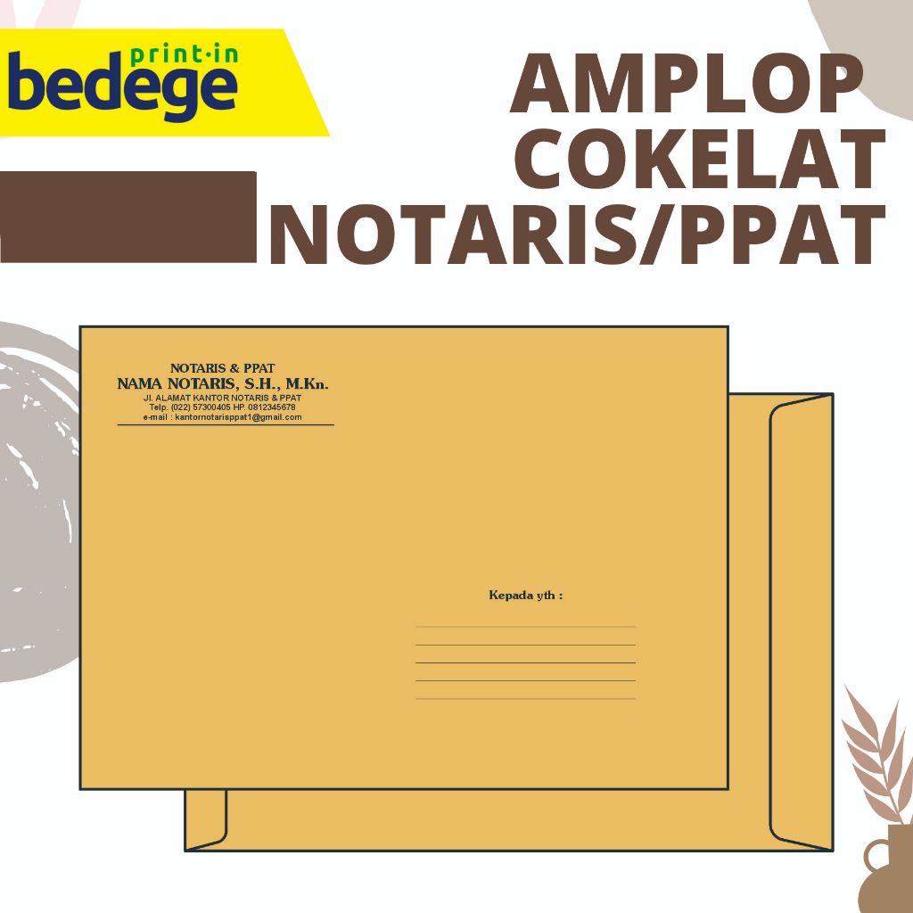 

Amplop Cokelat Notaris / PPAT, Amplop coklat folio untuk berkas atau dokumen penting
