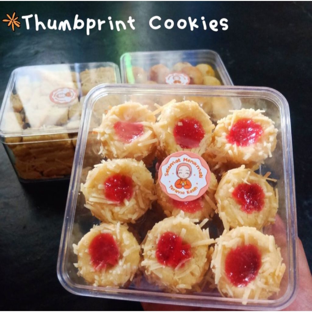 

Kue Kering Thumbprint Cookies Topping Selai Strawberry Enak Empuk & Lembut