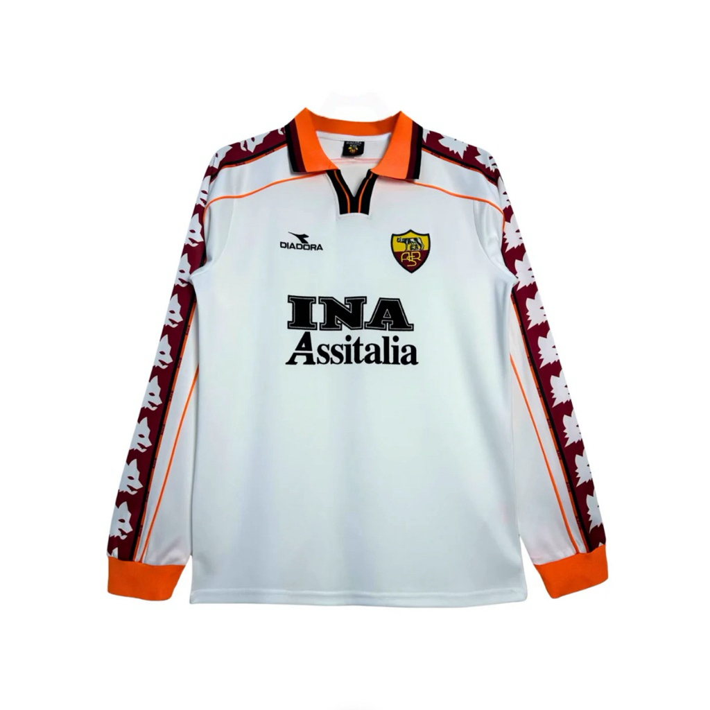 BAJU JERSEY AS ROMA RETRO 1998 1999 99 2000 2001 00 01 1997 Away 98 Longsleeve Panjang Ls Blokecore 