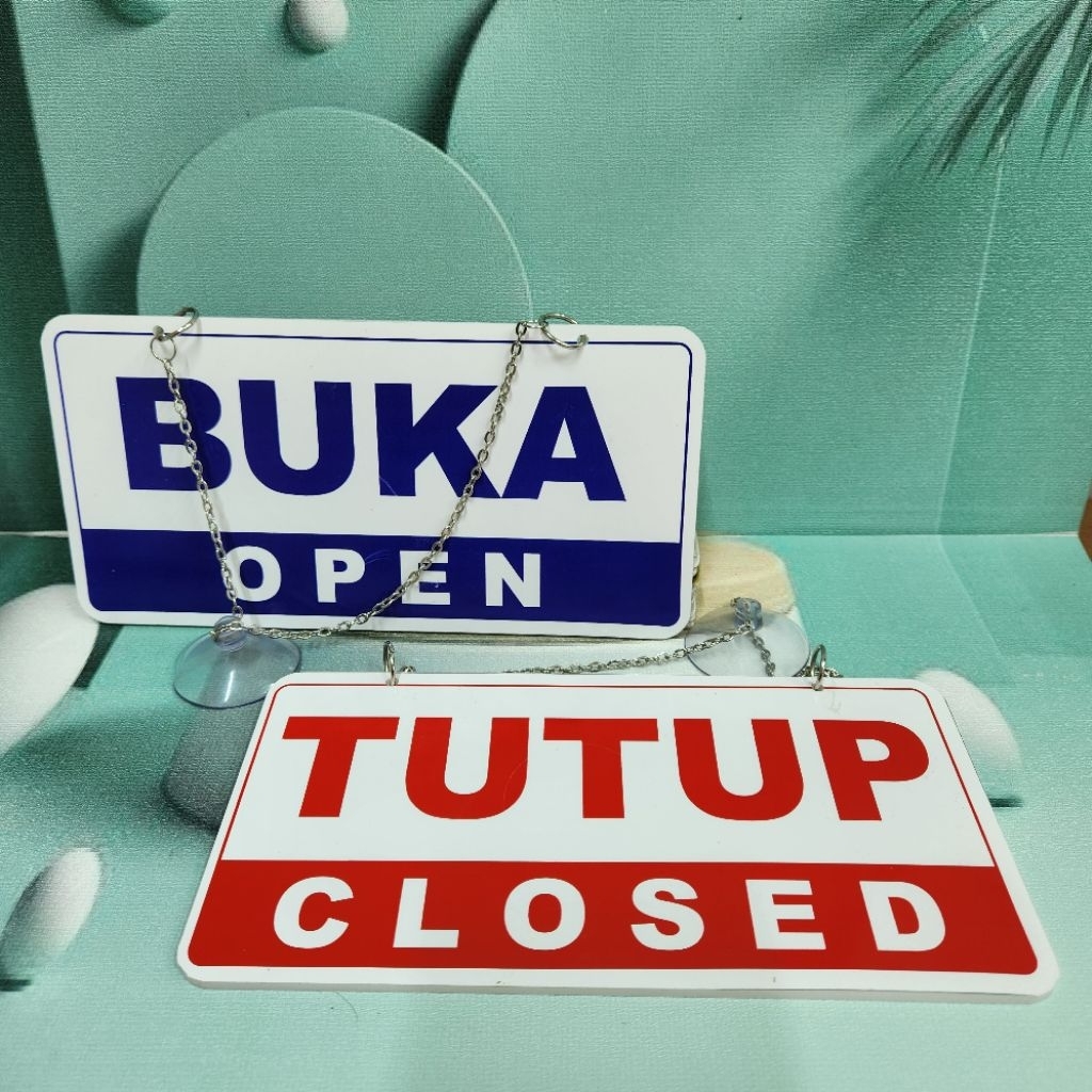 

RAC Buka Tutup - Papan Akrilik Gantung / Hanging Acrylic Sign Bolak Balik