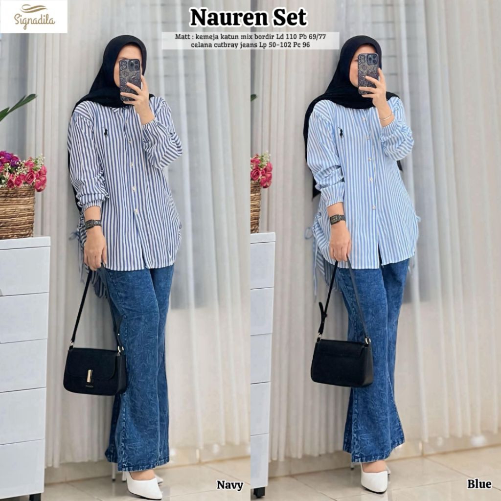 READY • SETELAN WANITA NAUREN HELZA SHAFA SHILA ARLIA SET CELANA JEANS SIGNADILA // BAJU SETELAN CEL