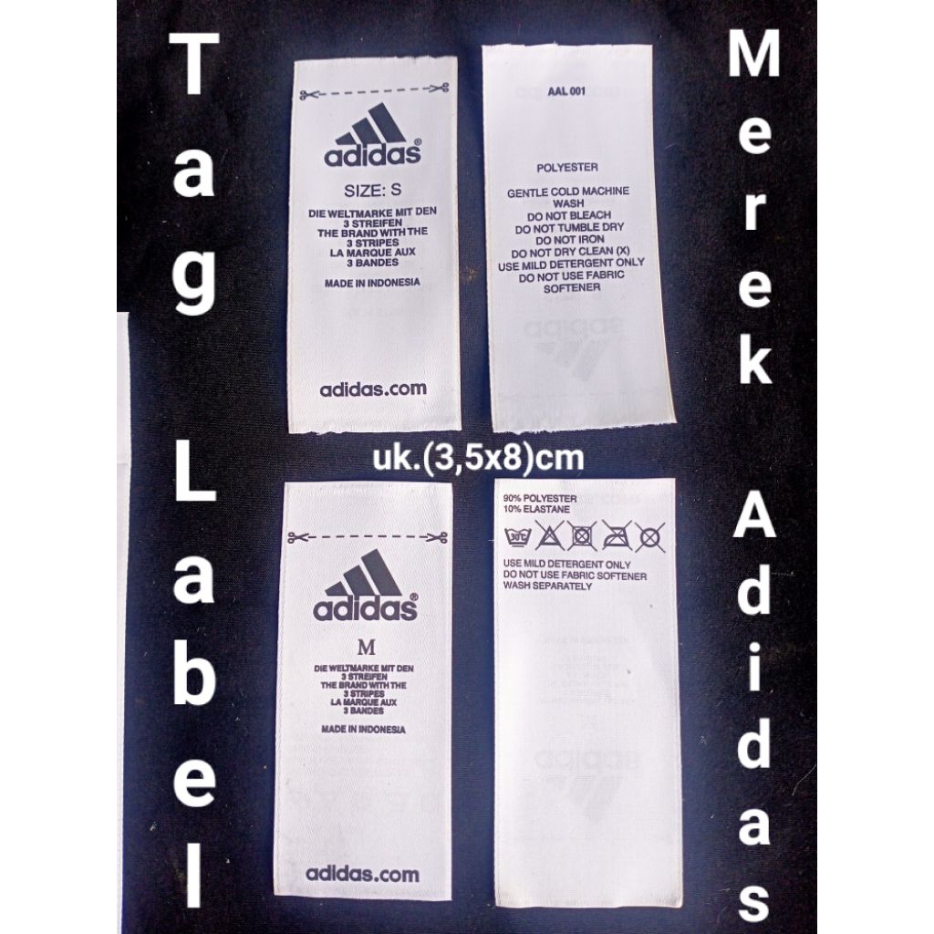

label merek brand label (main size wash misc) label tag adidas