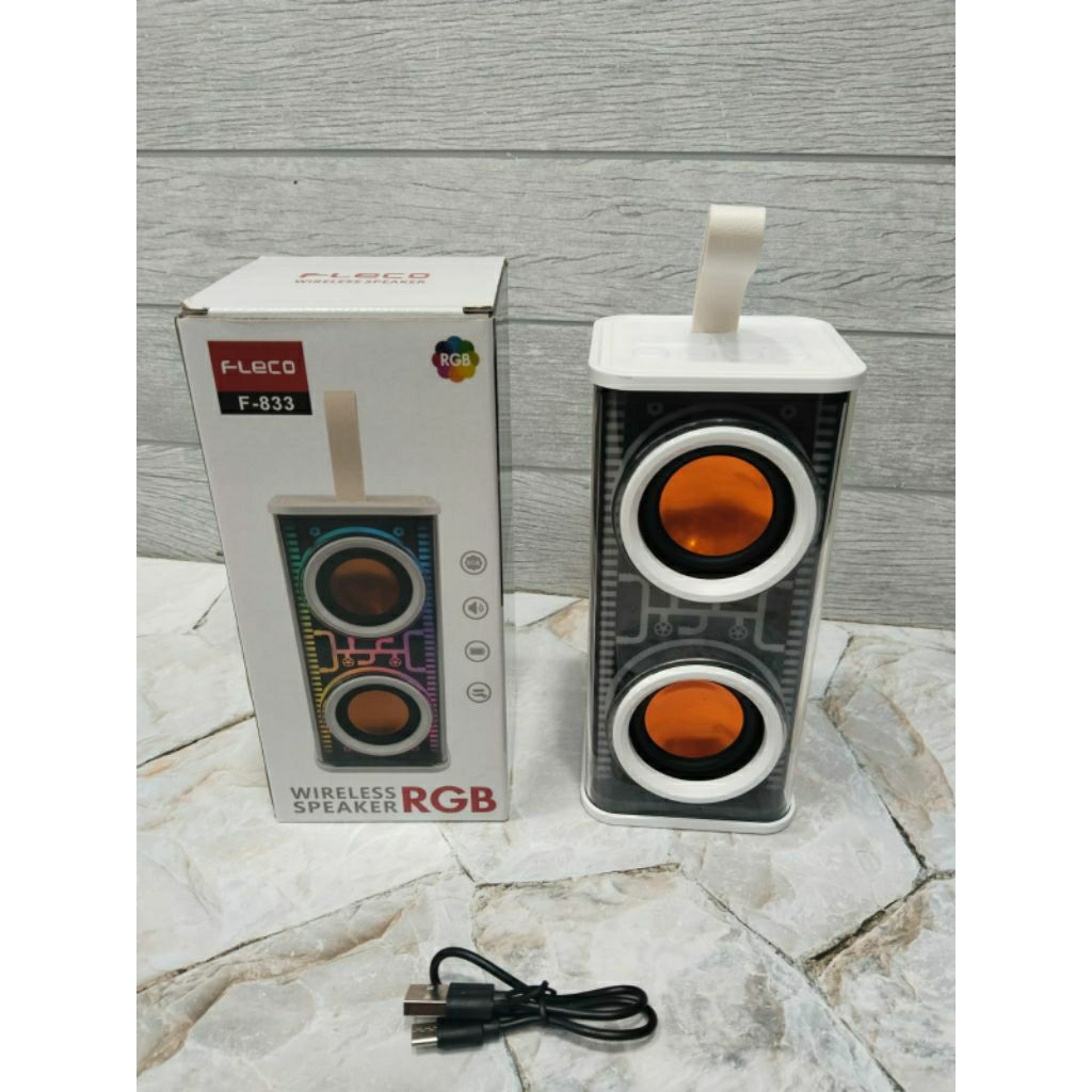 COD FLECO F-833 Wireless Speaker RGB Speaker Bluetooth Wireless Full Bass  Lampu RGB Radio USB TF Ca