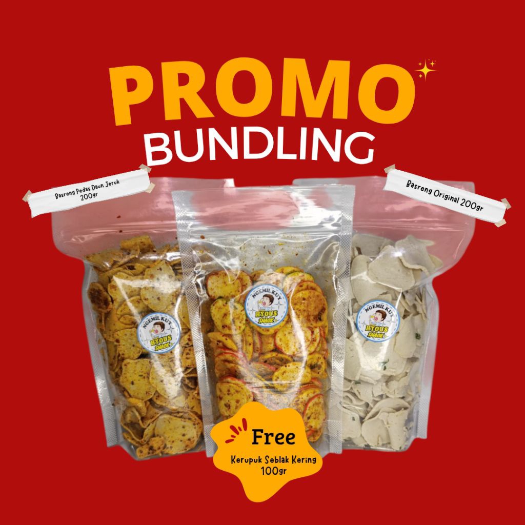 

Paket Bundling Basreng Pedas Daun jeruk dan basreng original 200gr free kerupuk Seblak Kering