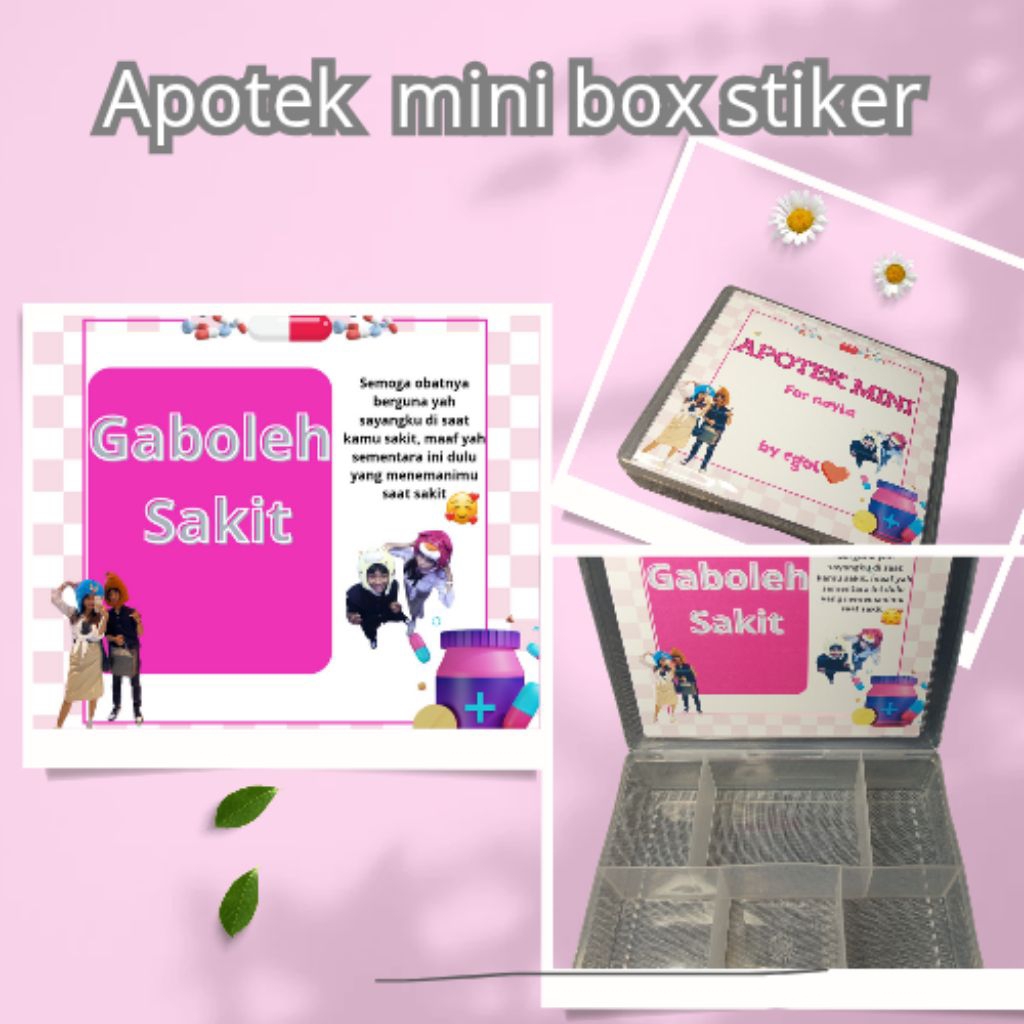 

STICKET+BOX 6 SKAT apotek Mini Bisa Riques Desain Bisa pakai Poto Kado Untuk Pacar