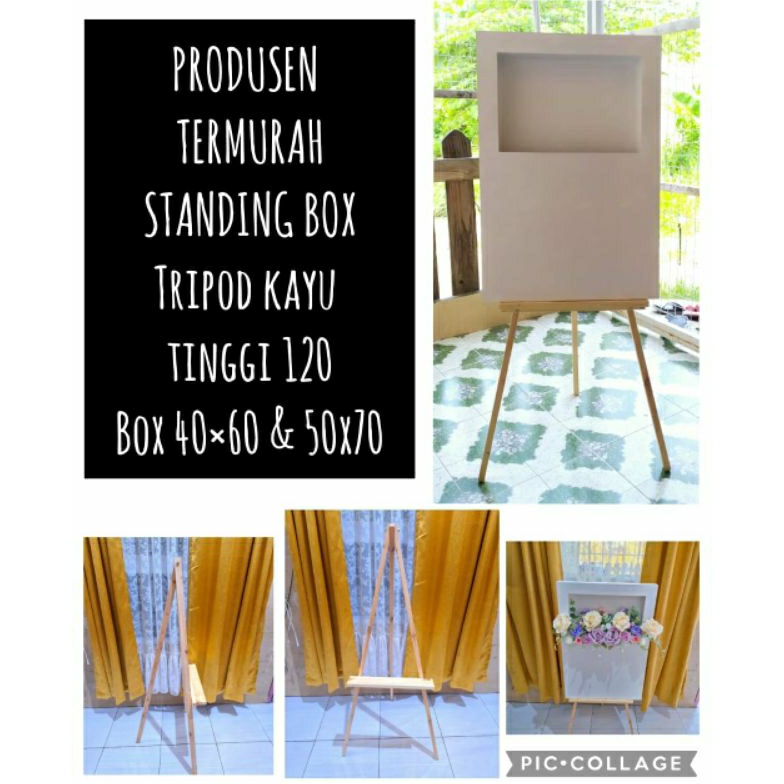 

KODE O13J Standing Box Easel Stand Kayu Tripod Kayu Papan Bunga