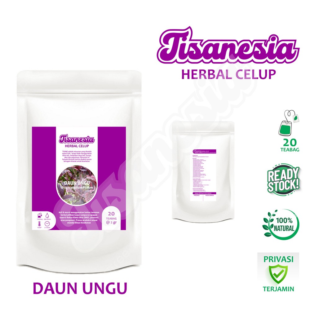 

DAUN UNGU TISANESIA Herbal Celup 20 Teabag Obat Ambeien Wasir Batu Empedu Batu Ginjal Bisul Borok