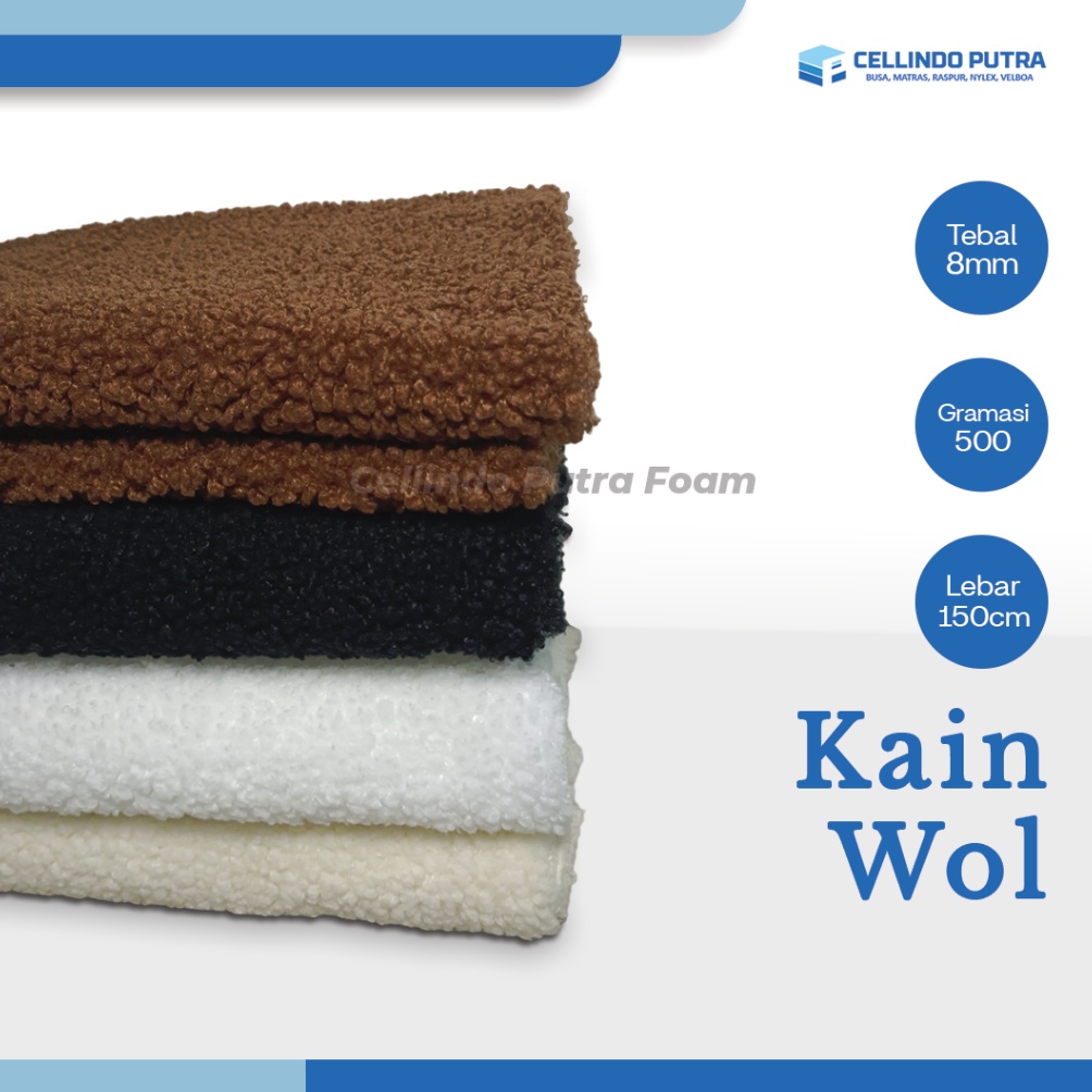 KODE B59P Cellindo Kain Bulu Domba Wool 1 Sisi Bahan Jaket Selimut Boneka Jual Per 5cm  Kiloan