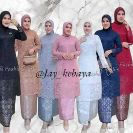 (Jay_kebaya) Setelan Kebaya Baju Kurung Brokat Rok Songket Lilit  premium