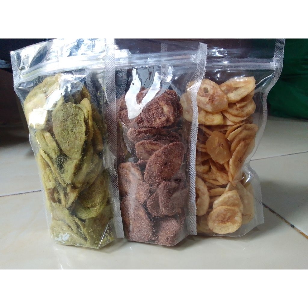 

Paket usaha kripik pisang 4 varian camilan ringan tanpa bahan pengawet