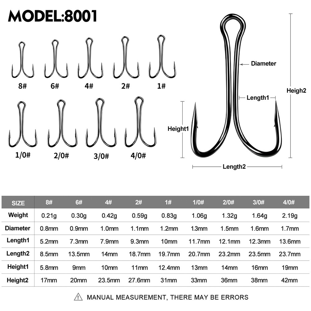 Kail Double hook #1 °90 1 bungkus isi 50 pcs Kail Pancing Ikan Gabus