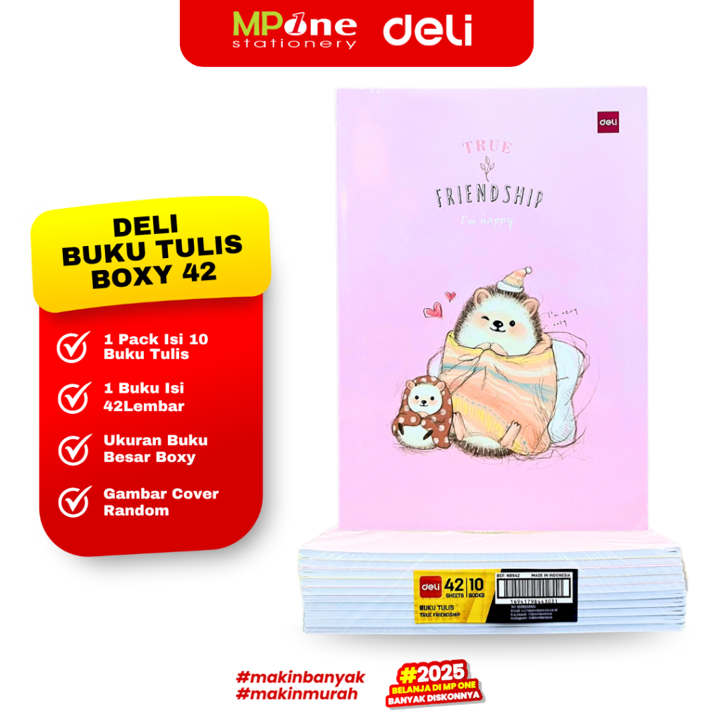 

(1 PACK) Deli Buku Tulis Boxy Isi 42 Lembar / Buku Tulis Ukuran Boxy Besar Cover Random Isi @10PCS DELI