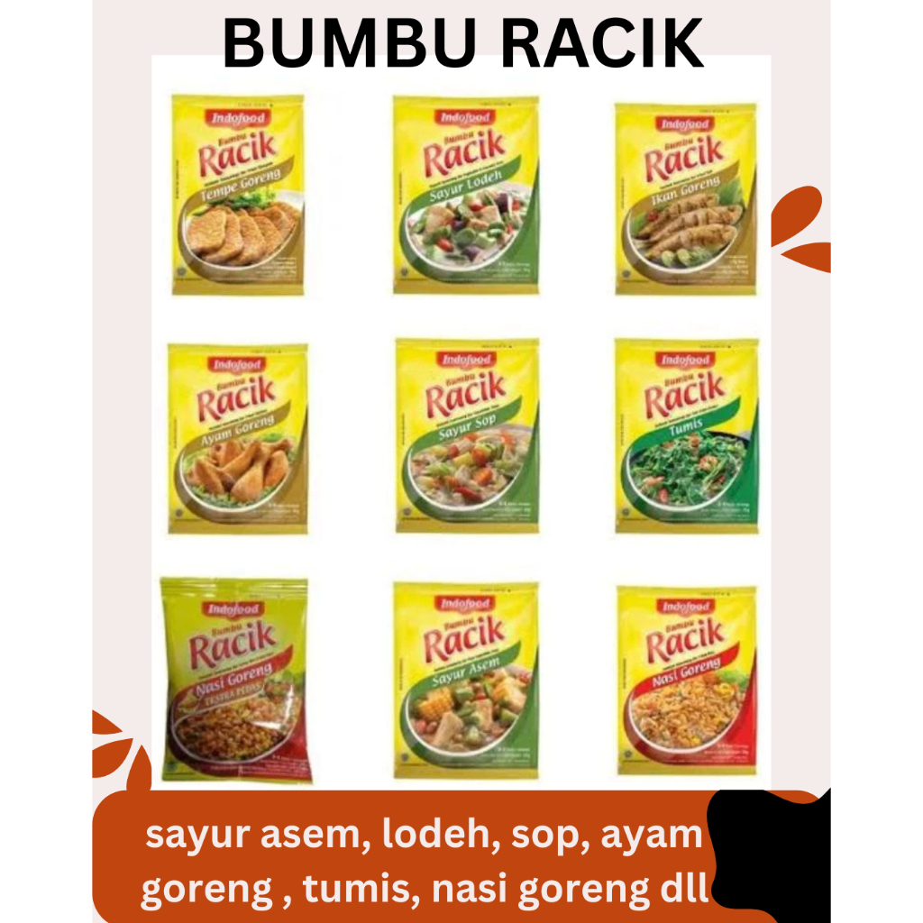 

INDOFOOD BUMBU dapur RACIK 20 gr BUBUK ALL VARIAN lodeh sop asem ayam ikan tempe goreng nasi goreng