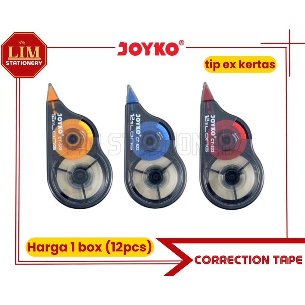 

KODE G87L JOYKO TIPE X KERTAS TIPE X ROLL 12PCS CORRECTION TAPE CT522