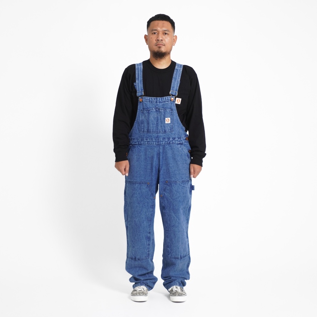 KODE E64C Superego  Overall Carpenter Double Knee Denim Loose Straight Snow Blue OVA1B