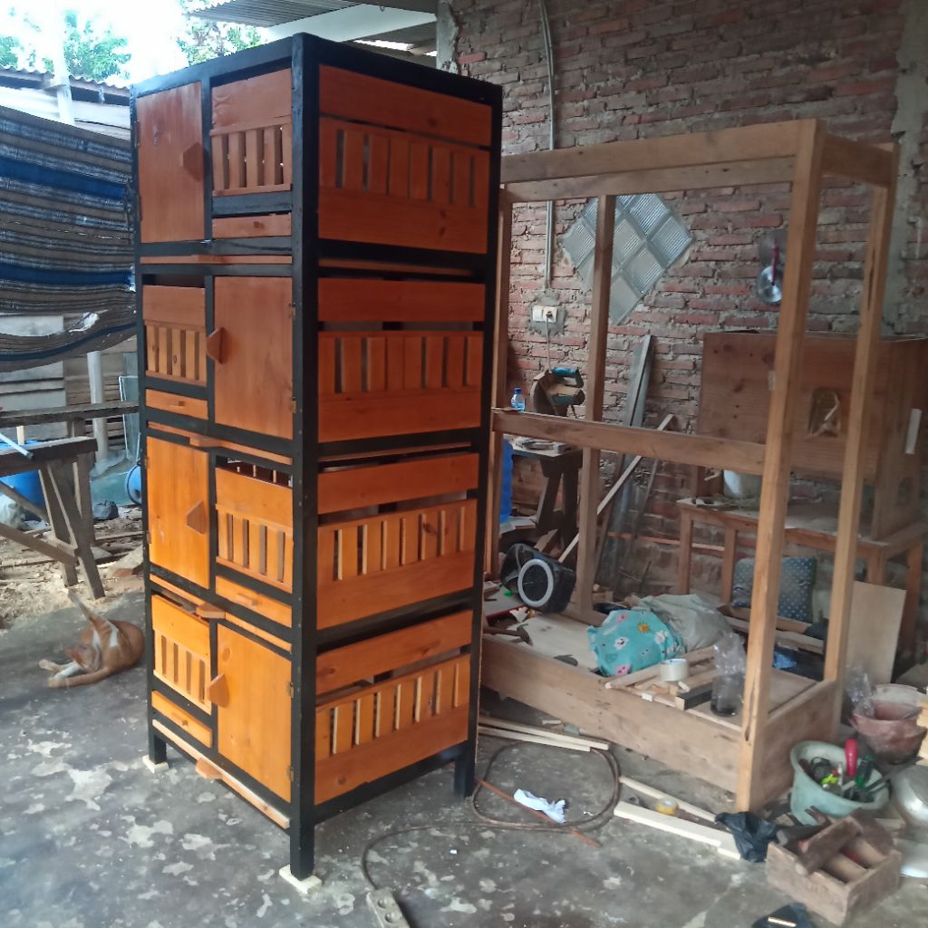 Kandang ayam Bangkok/ayam hias full kayu jatiblanda,tinggi 2m panjang 80cm lebar 60cm