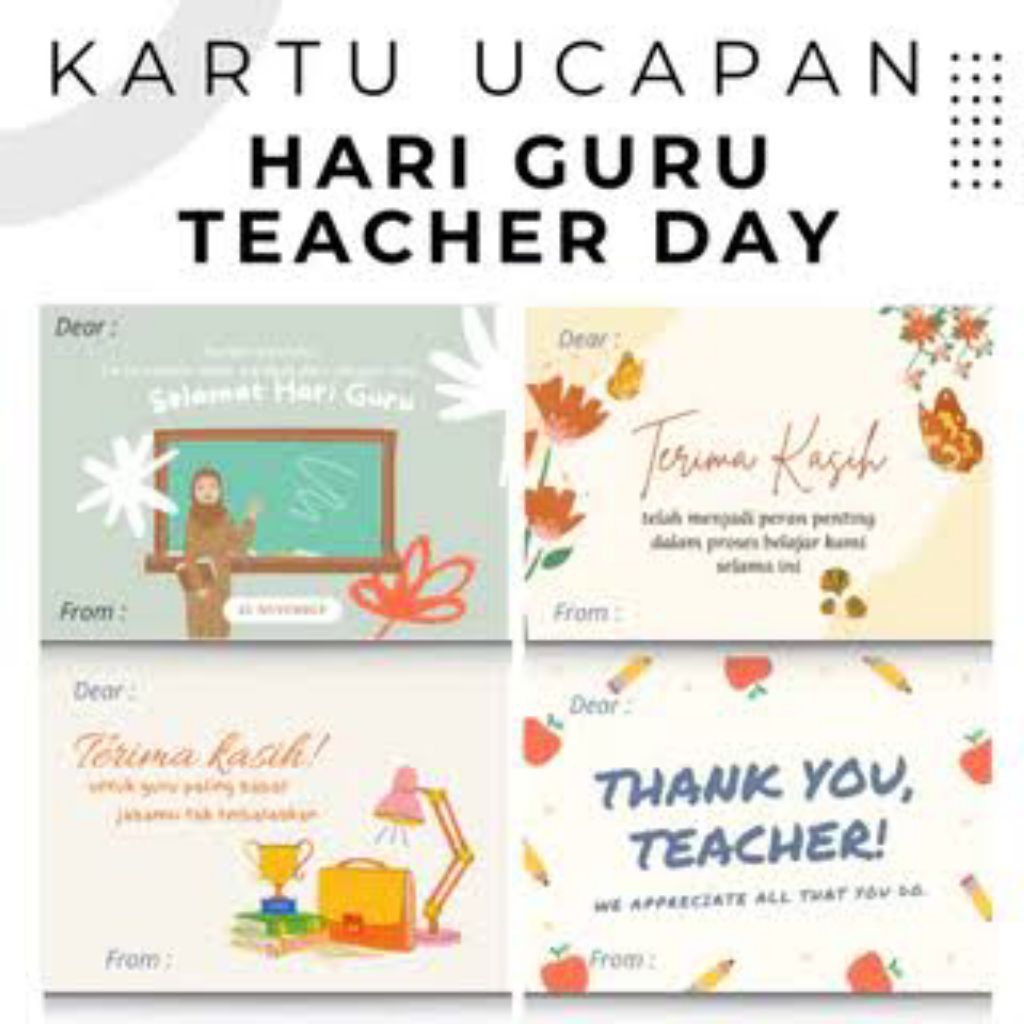 KARTU UCAPAN HARI GURU SIAP JADI/GREETING CARD HARI GURU/ GREETING CARD TEACHER DAY/