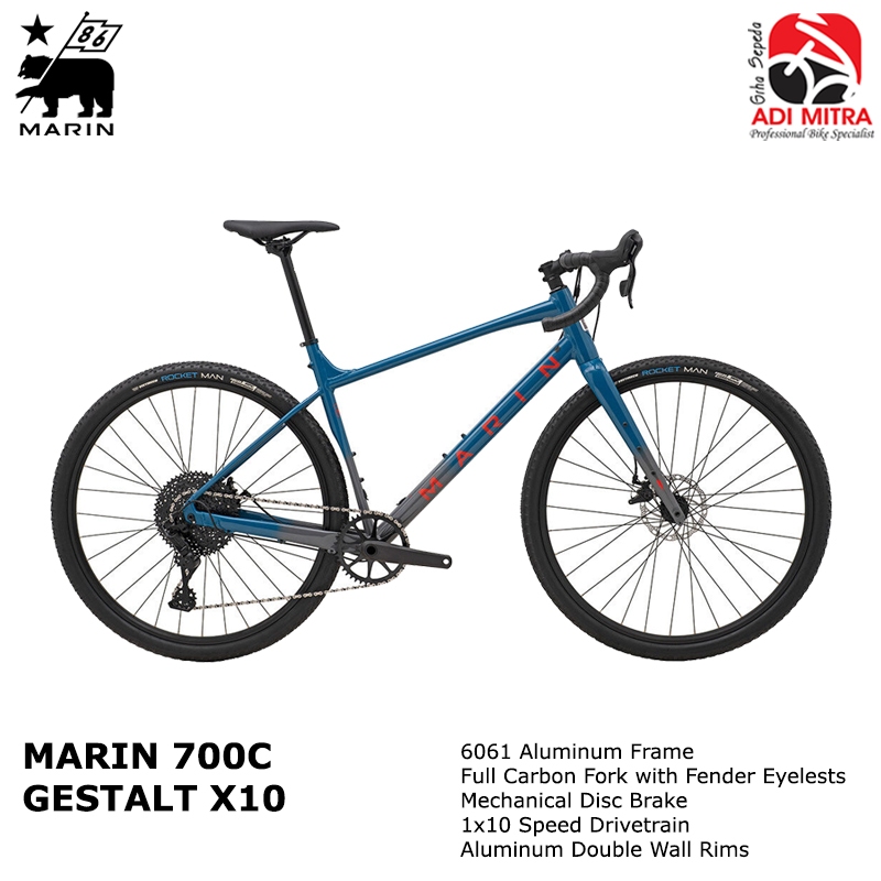 Marin Gestalt X10 [700C] 1x10 Speed Sepeda Gravel Drop Bar Frame Alloy Fork Carbon