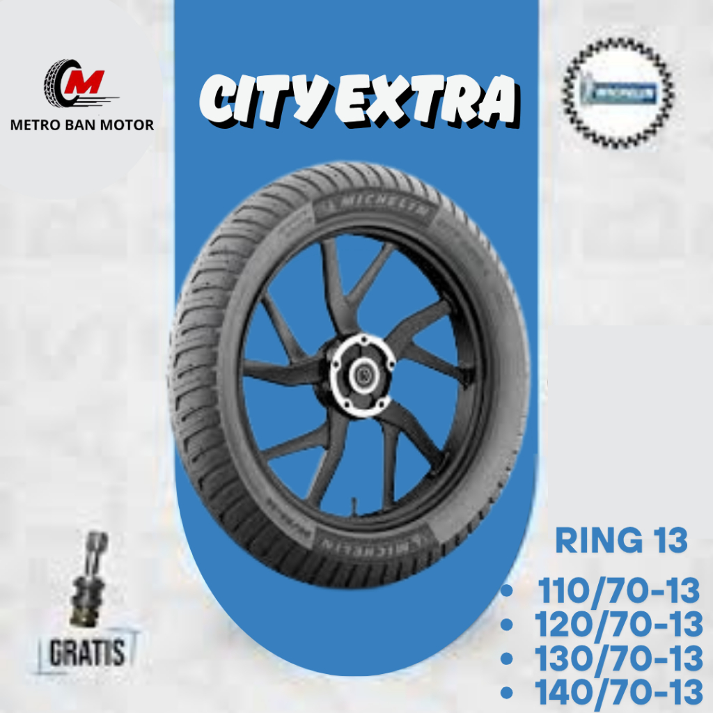 BAN MICHELIN RING 13 CITY EXTRA SATUAN/SEPASANG BAN TUBELES MOTOR MATIC NMAX