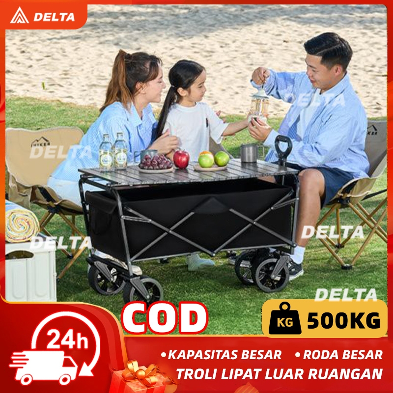 【DELTA】Gerobak Camping Praktis dengan Roda Besar Brake Troli Camping troli lipat portable