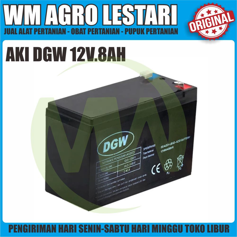 Aki kering Tangki Elektrik DGW 12V 8AH UPS Stabilizer Original Accu Baterai Electric Battery Sprayer