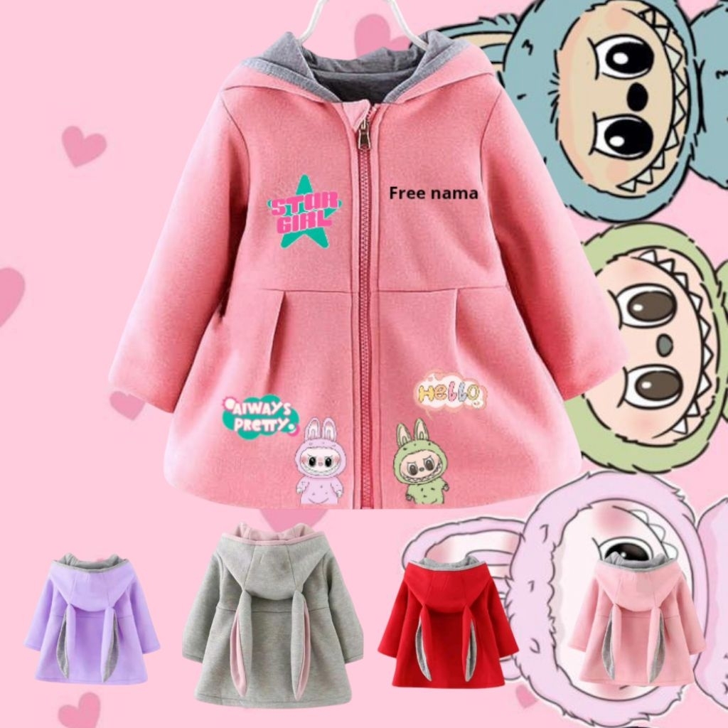jaket anak gratis sablon nama / jaket anak custum nama / hoodie anak perempuan lucu terlaris termura