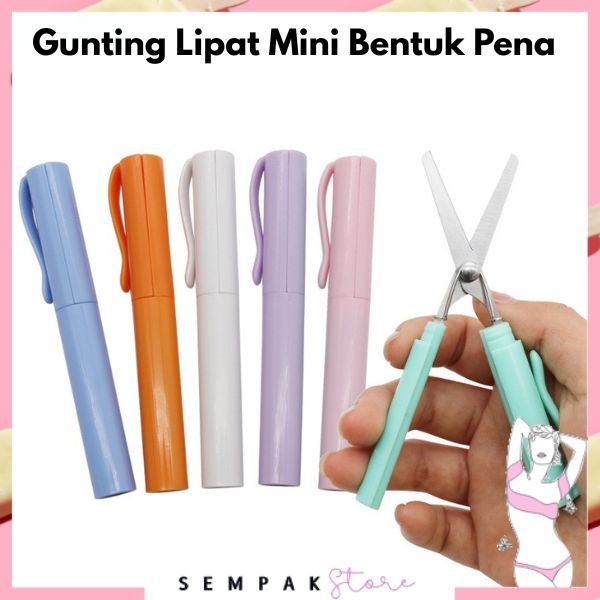 

SS Gunting Lipat Mini Bentuk Pena Gunting Kertas Paper Cutter Portable Scissors Gunting Kecil Alat Pemotong Kertas Portabel Model Pulpen