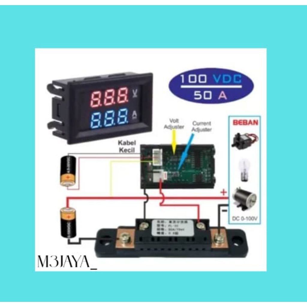 Combo DC Voltmeter Ampere Meter 100V 50A Volt Ampere Meter + Shunt
