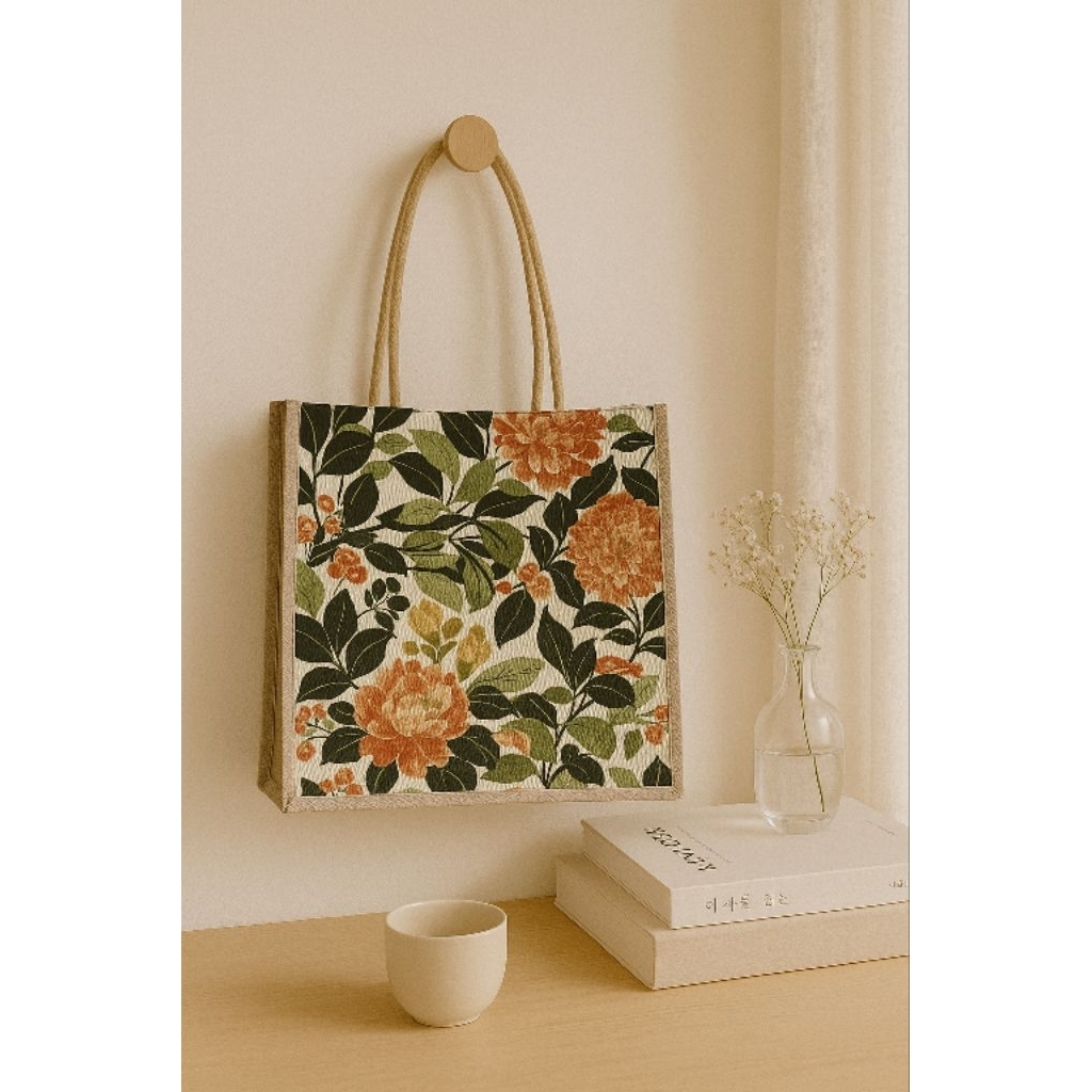 Totebag Kanvas Tas Belanja Travel Tali Sumbu Shoulder Shopping Bag Handbag Kuliah Serbaguna Bahan Ka