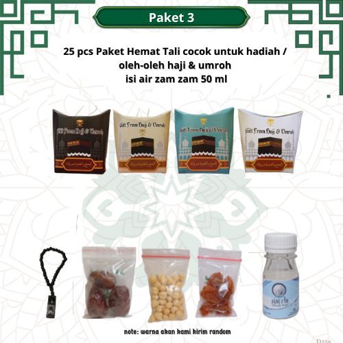 

paketan hemat tasbih tali 25 pcs untuk oleh oleh haji dan umroh (isi air zamzam 50 ml)