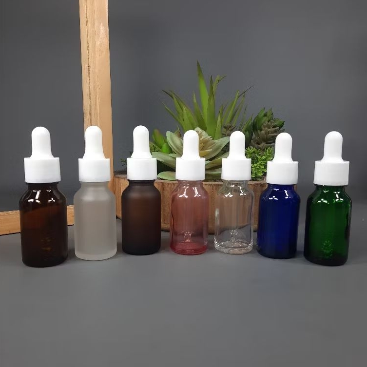 Botol Kaca Pipet 15 Ml Ring Putih Smooth / Botol Pipet 15 Ml / Botol Serum 15 Ml