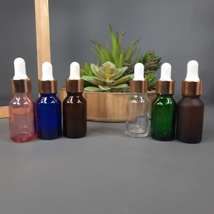 Botol Kaca Pipet 15 Ml Ring Alumunium Gold / Botol Pipet 15 Ml / Botol Serum 15 Ml