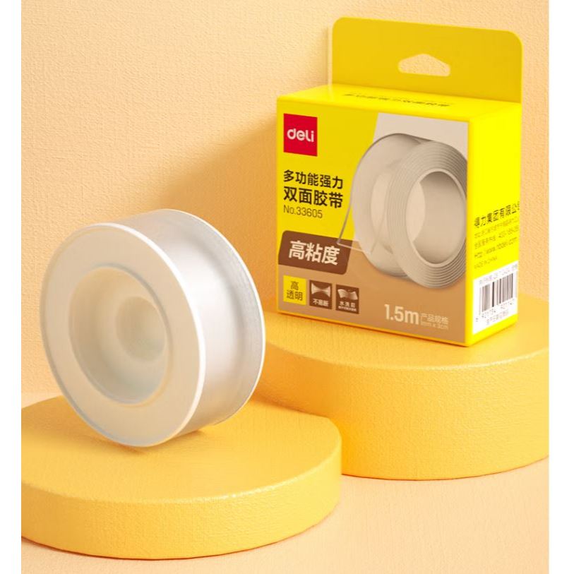 

DELI MULTI-FUNCTIONAL 2-SIDE TAPE /MOUNTING TAPE TRANSPARAN 33605