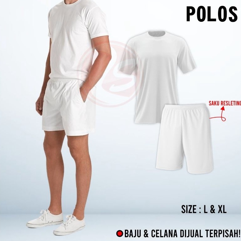 KODE J99E Baju Celana Putih Polos Kaos Training Pendek Tes Akademi Polisi Tes Masuk Polri Tni Setela